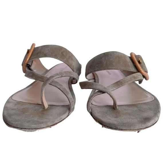 Veronica Beard Tan Suede Salva Buckle Sandal Criss Cross Strap Women’s Size 10 M - Picture 4 of 6